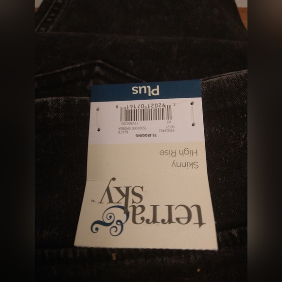 Terra & Sky Black Jeggings Black Acid Wash High Weight Skinny - Picture 13 of 16